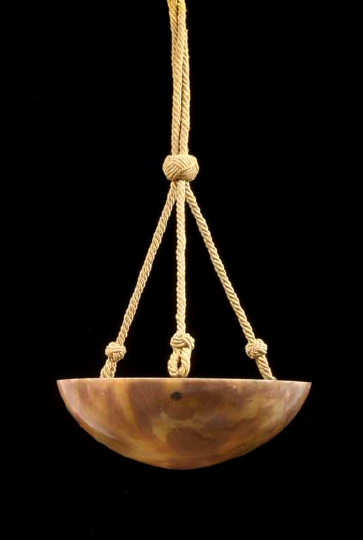 Appraisal: Diminutive French Art Deco Tortoiseshell-Tinted Alabaster Chandelier first quarter th