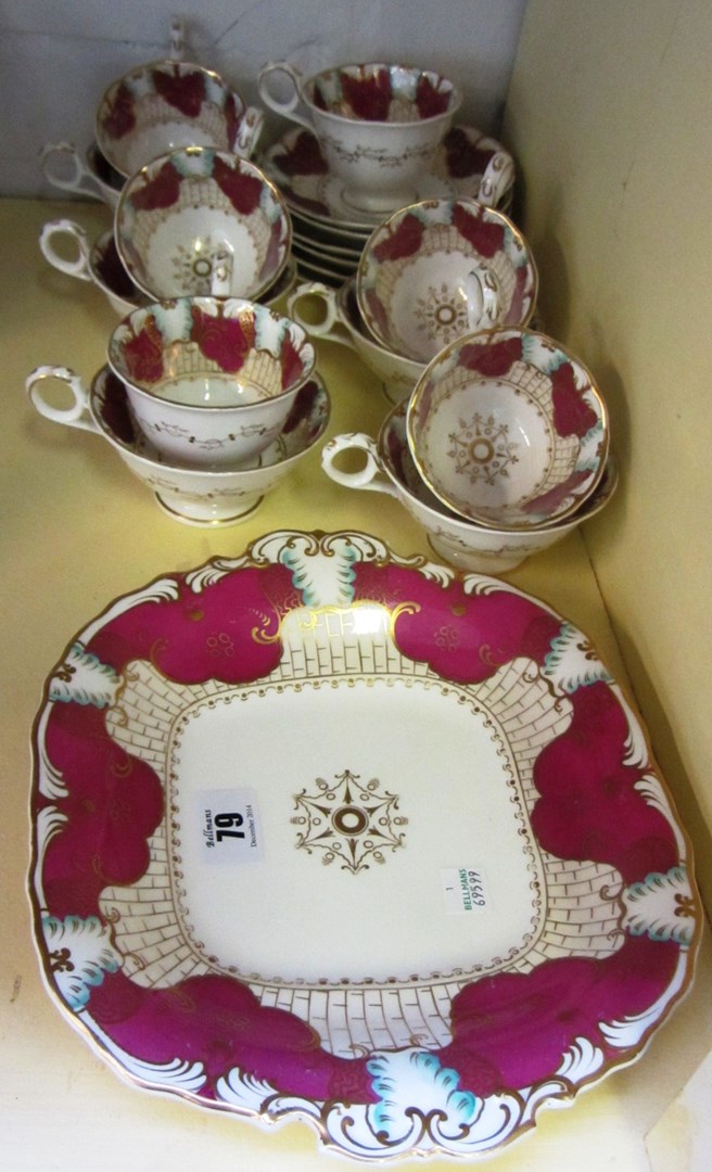 Appraisal: A Davenport porcelain maroon ground part tea and coffee service