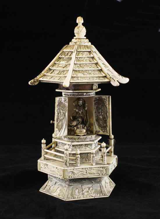 Appraisal: A Japanese sectional ivory portable shrine Zushi early th century