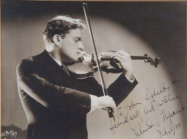 Appraisal: A BLACK AND WHITE PHOTO OF YEHUDI MENUHIN with inscription