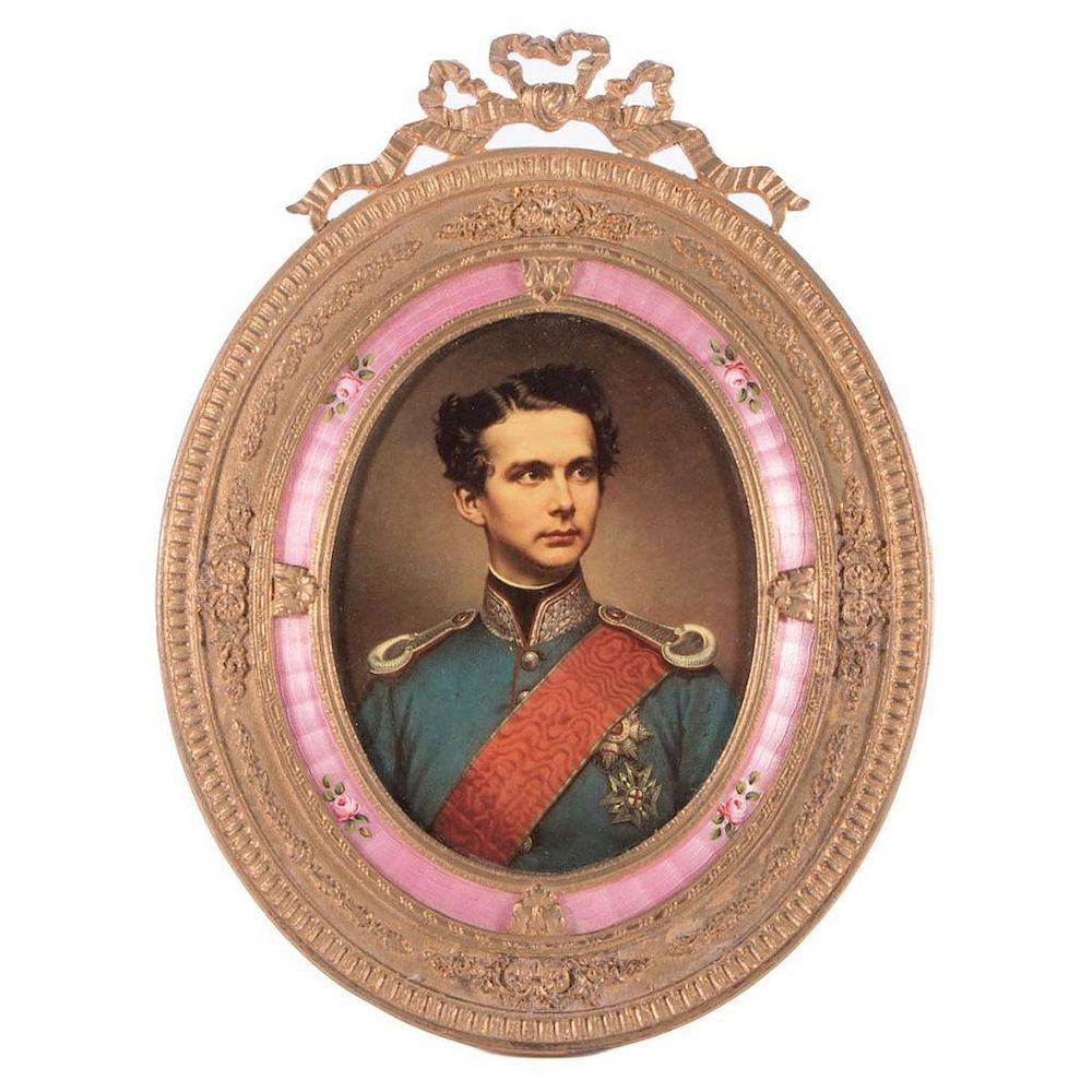 Appraisal: A gilt and enamel frame A finely gilded and enameled