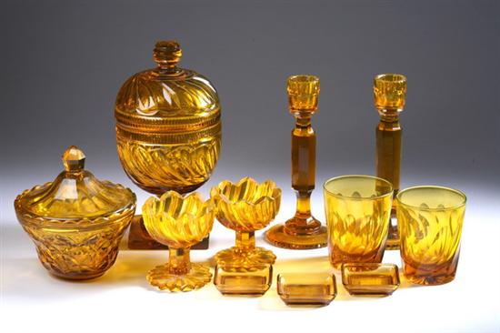 Appraisal: PIECES AMBER GLASS Including six cocktail glasses four dessert coupes