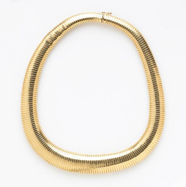 Appraisal: An k gold tubogas necklace weighing approximately gr length in