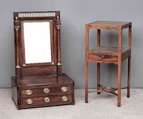 Appraisal: A th Century Continental mahogany framed toilet mirror ins wide