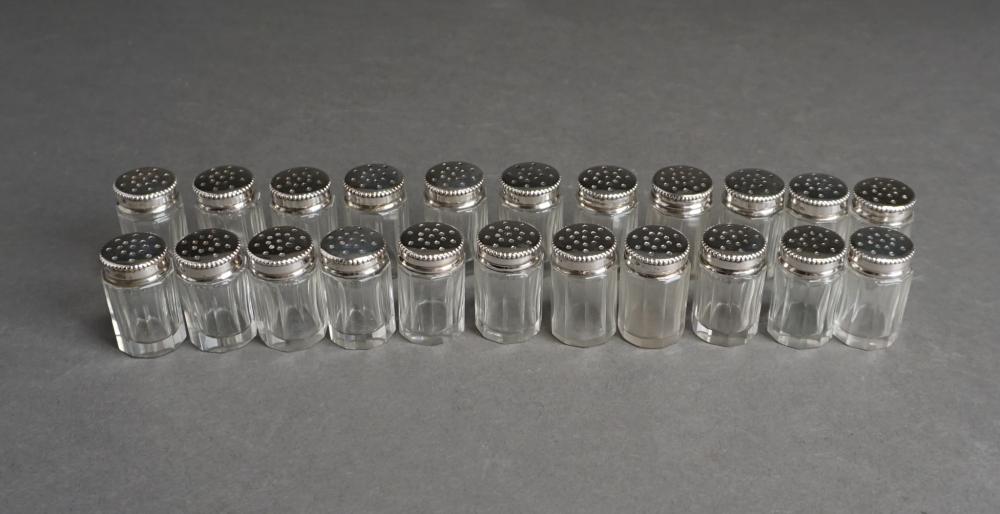 Appraisal: SET OF CONTINENTAL -SILVER TOP CRYSTAL MINIATURE SALT SHAKERSSet of