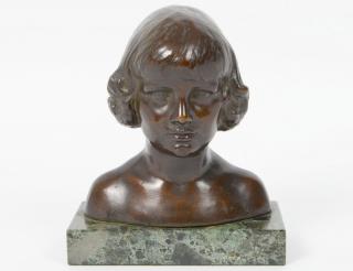 Appraisal: TOM JONES Bronze Bust of a Girl th Century Signed