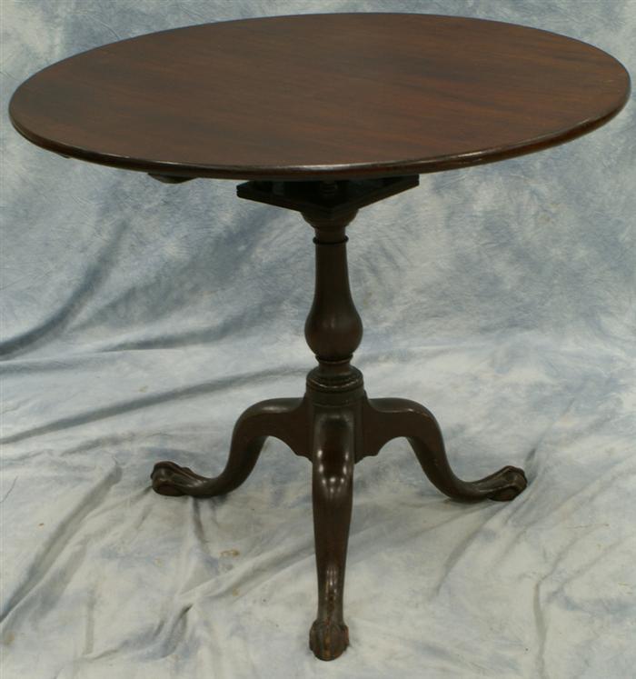 Appraisal: English mahogany birdcage tilt top table with claw and ball