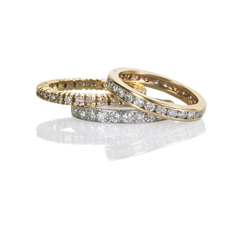 Appraisal: STACK OF THREE DIAMOND ETERNITY BANDS Condition Report H-K VS