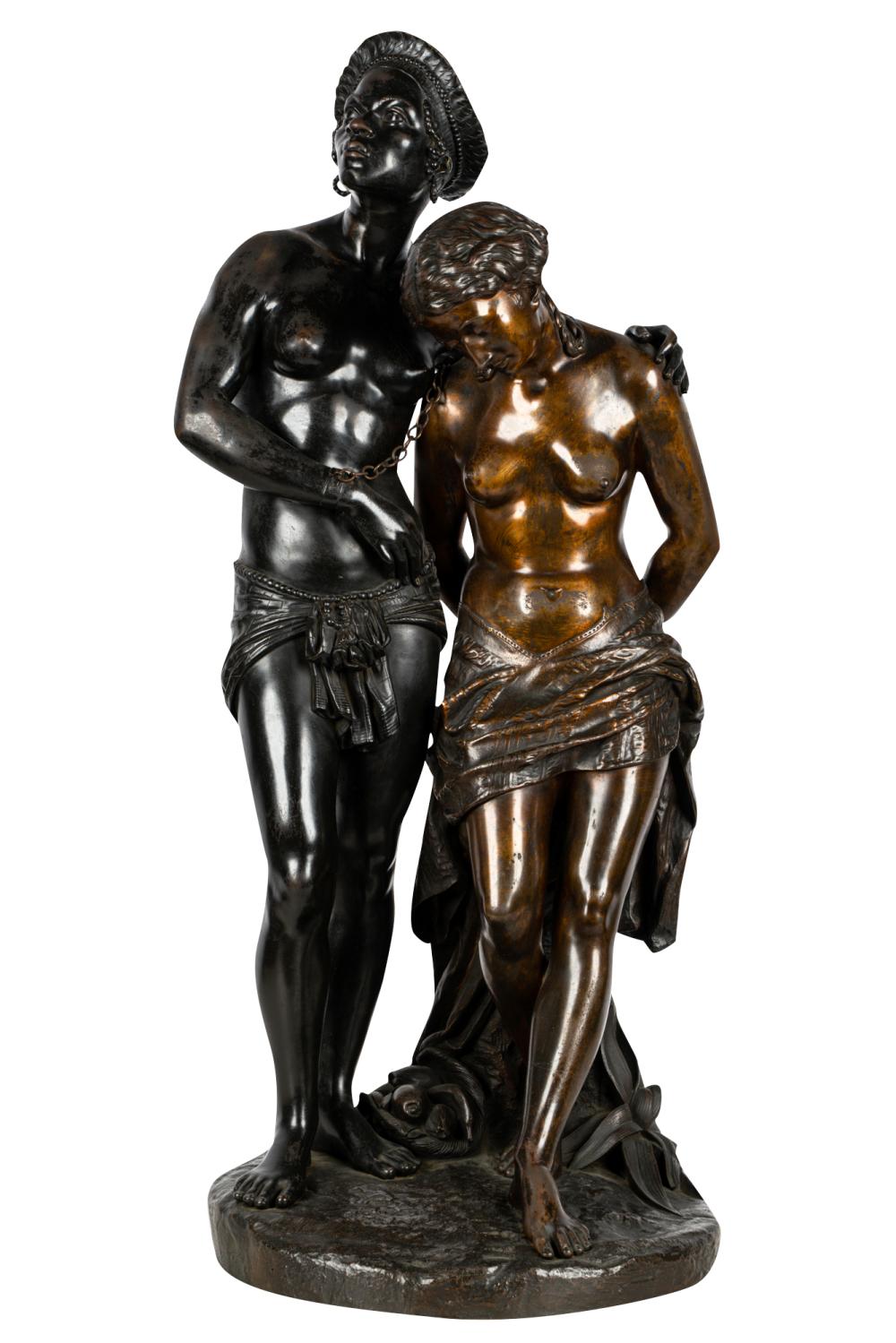 Appraisal: EDMUND LOUIS AUGUSTE LEVEQUE - DEUX ESCLAVESbronze with brown and