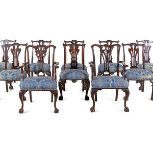 Appraisal: A Set of Eight George III Style Mahogany Dining Chairs