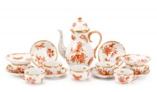 Appraisal: PC Herend Coffee Set Fortuna Rust Pattern Herend Porcelain Manufactory