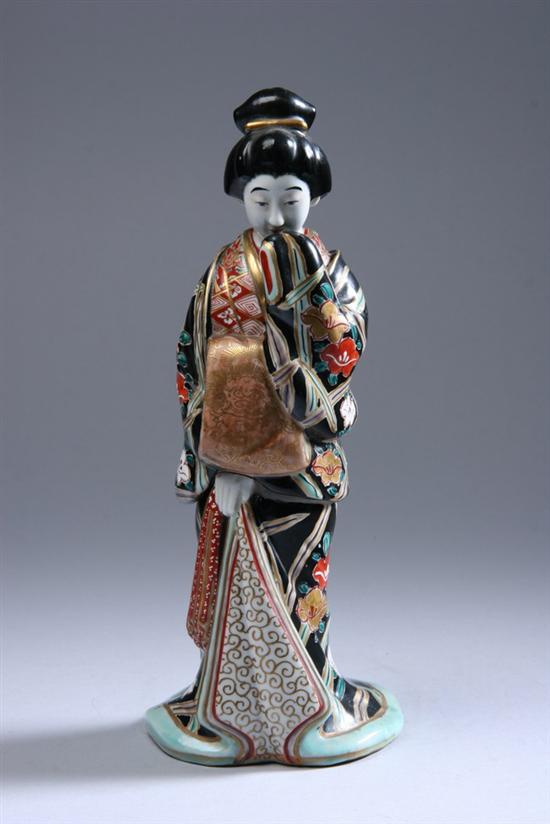 Appraisal: JAPANESE KUTANI PORCELAIN EROTIC FIGURE OF GEISHA Meiji period Molded