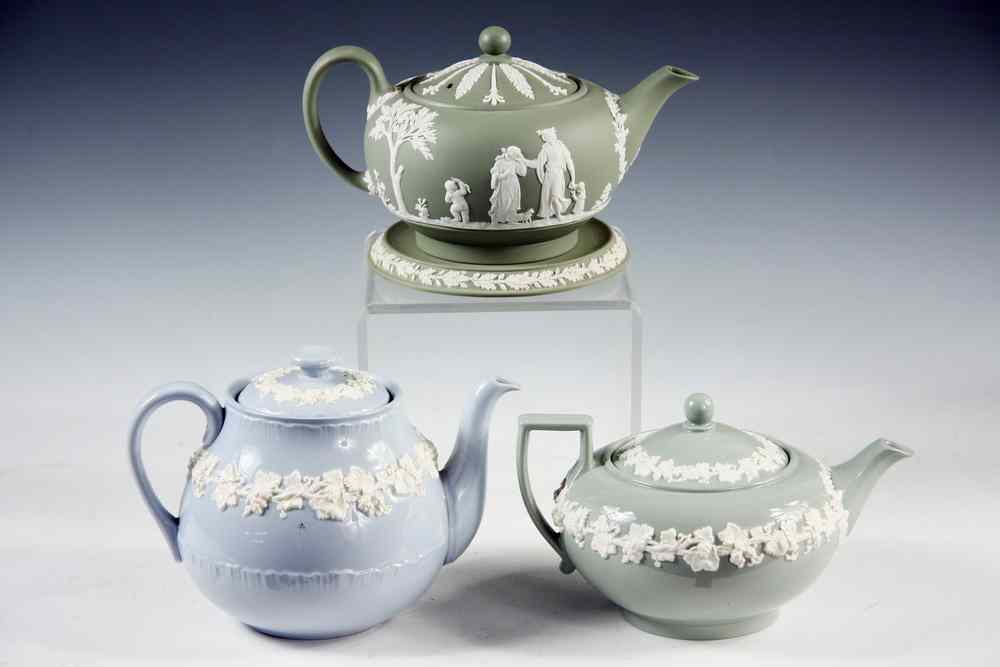 Appraisal: WEDGWOOD TEAPOTS ONE WITH TRIVET - Including Glossy Powder Blue