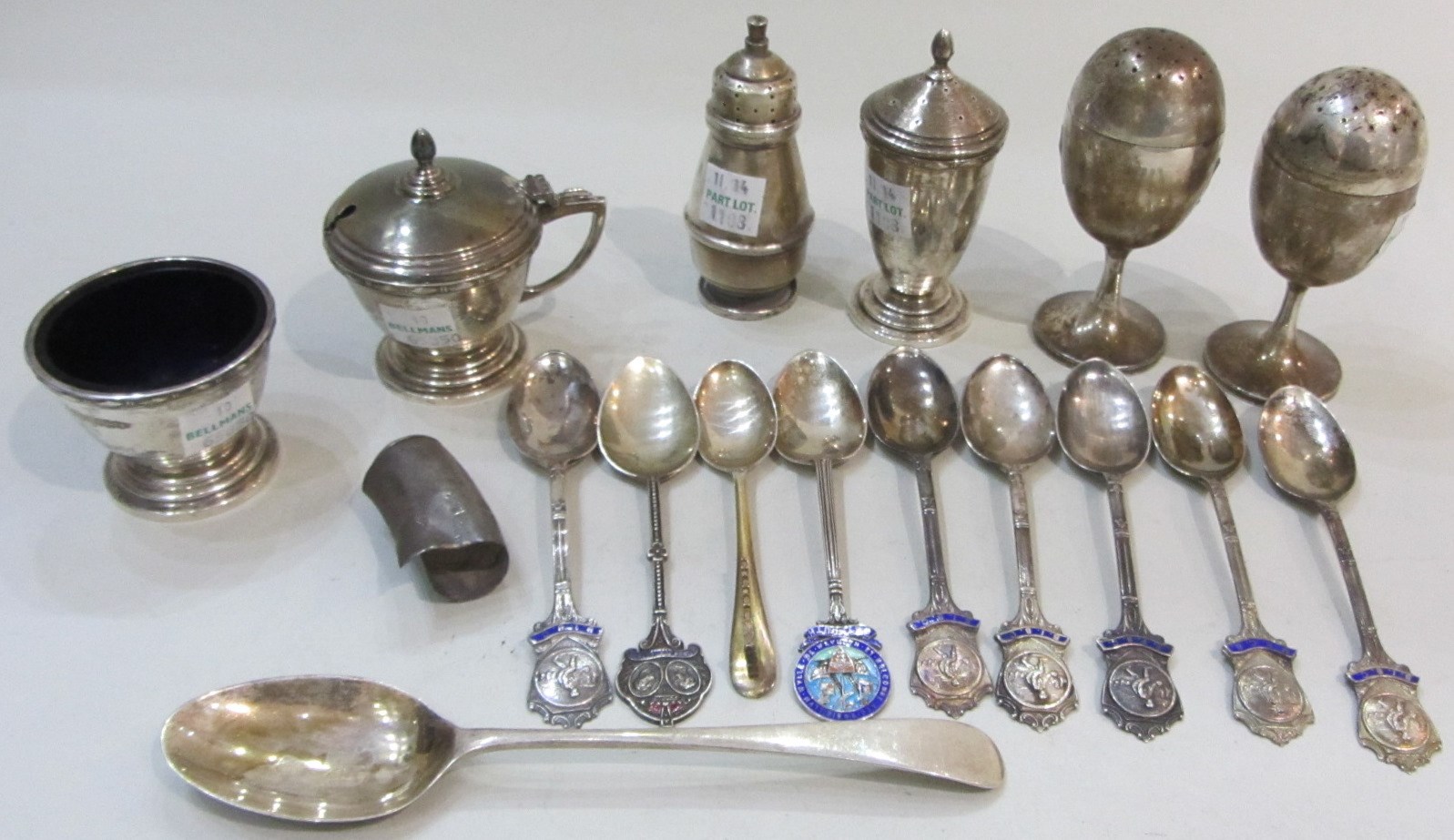 Appraisal: Silver comprising a three piece condiment set comprising a mustard