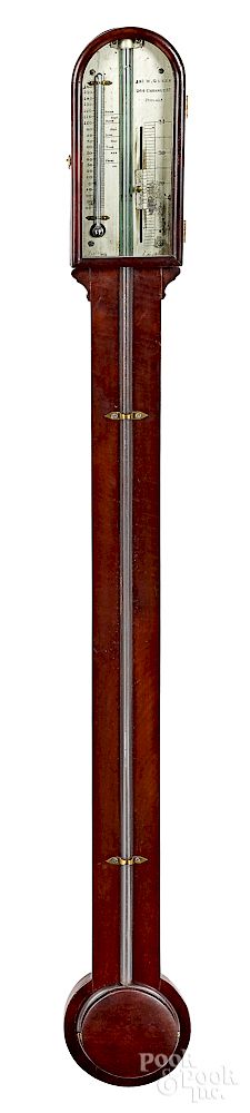 Appraisal: Philadelphia mahogany stick barometer Exclusive on Bidsquare Philadelphia mahogany stick