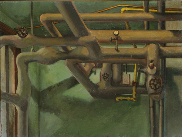 Appraisal: Doris Vlasek-Hails American - plumbing pipes industrial acrylic on linen