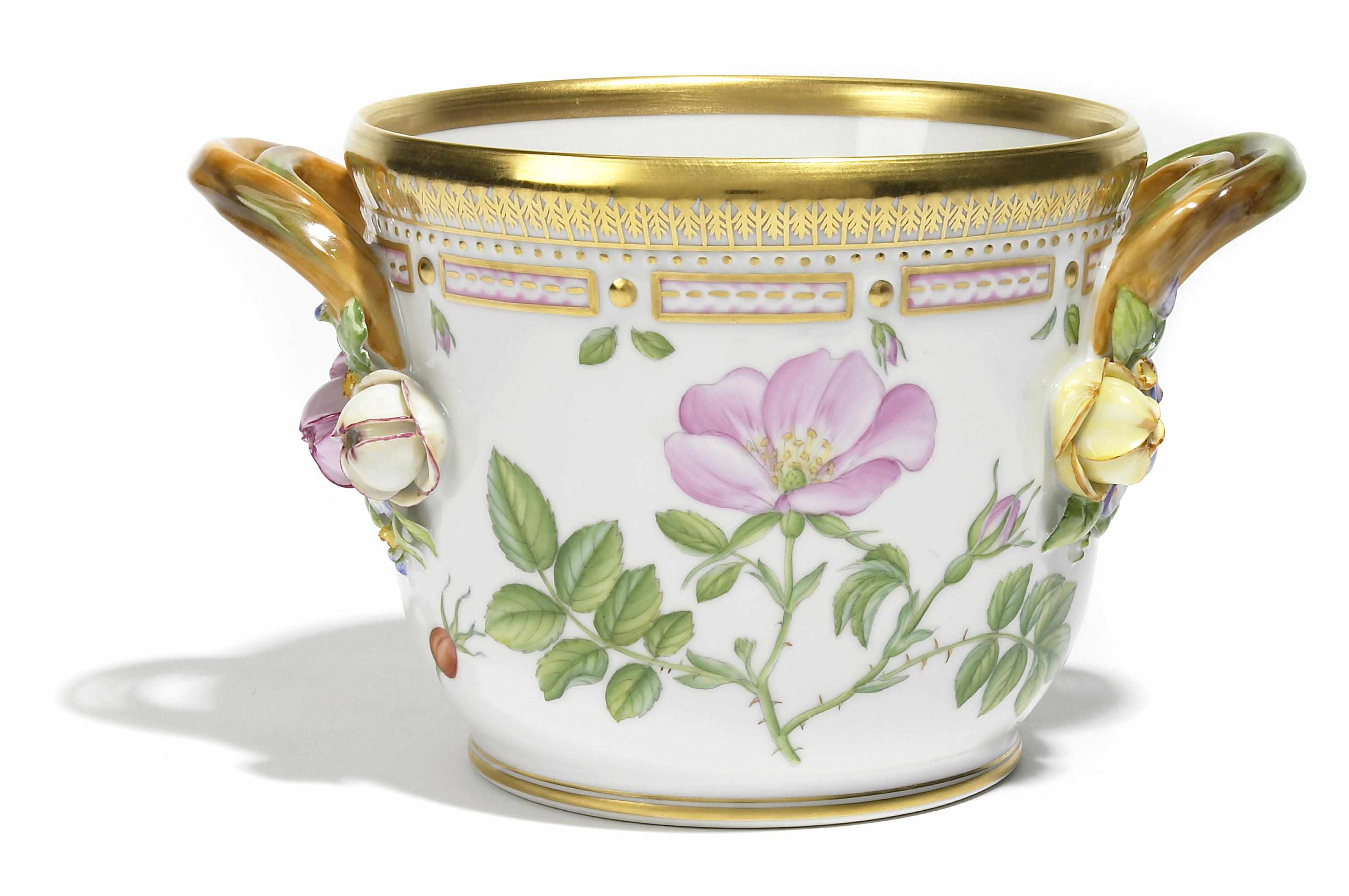 Appraisal: A Royal Copenhagen porcelain Flora Danica cache pot date code