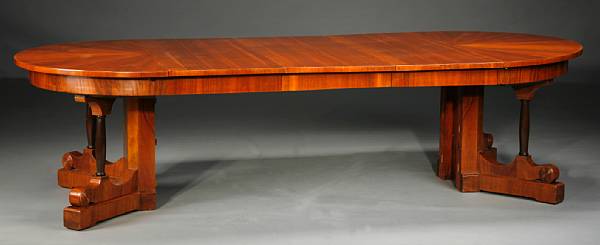 Appraisal: A Biedermeier parcel ebonized walnut extension dining table second quarter