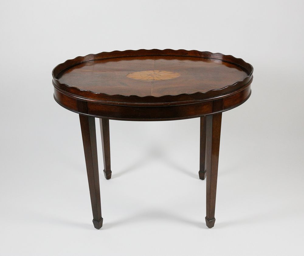 Appraisal: th Century Mahogany Inlaid Tray Top Coffee Table th Century