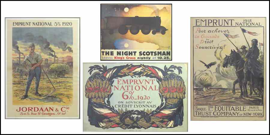 Appraisal: GROUP OF THREE EMPRUNT NATIONAL FRAMED POSTERS Th Smid Emprunt