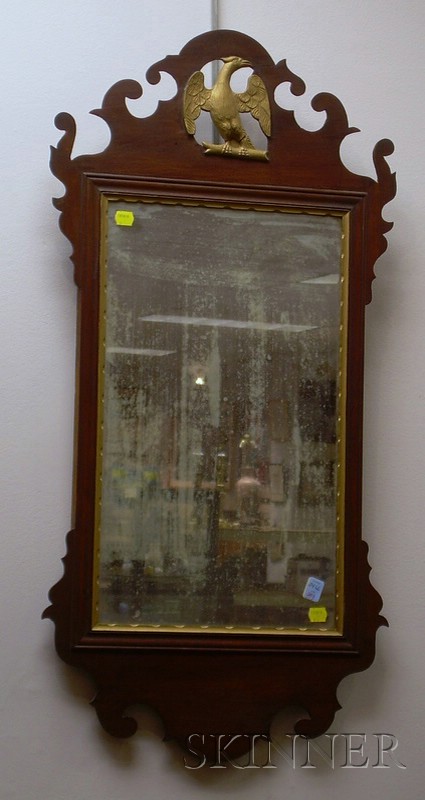 Appraisal: Chippendale-style Parcel-gilt Mahogany Veneer Mirror lg in