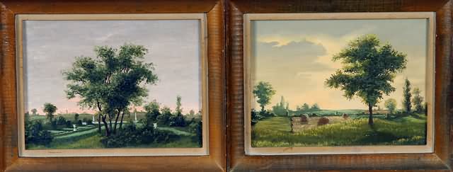 Appraisal: Pair of landscapes oil on masonite x Prov Est of