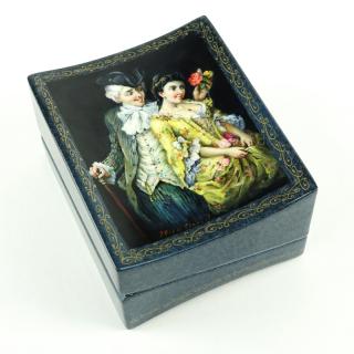 Appraisal: Erotic Russian Lacquer Papier Mache Box th century Depicts a