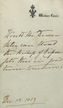 Appraisal: A Hand Written Note by Queen Victoria A hand written