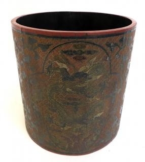 Appraisal: th C Lacquer Brush Pot th C Lacquer Brush Pot