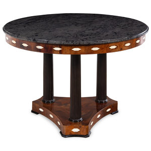 Appraisal: An Austrian Inlaid Mahogany and Ebony Marble-Top Center Table Early