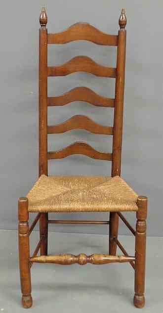 Appraisal: Delaware Valley maple five-slat side chair th c with a