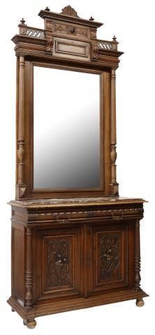 Appraisal: French Henri II style mirrored marble-top walnut sideboard server th