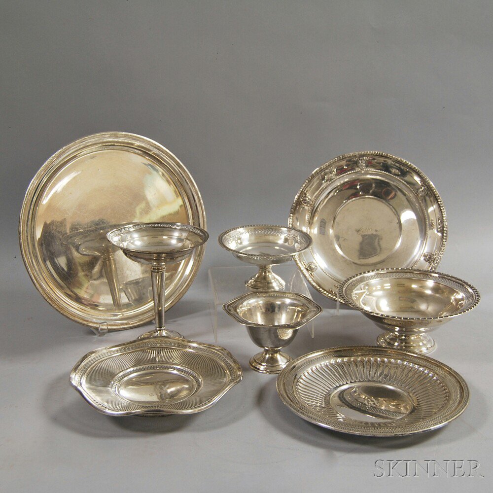 Appraisal: Eight Sterling Silver Dishes and Compotes three weighted compotes an