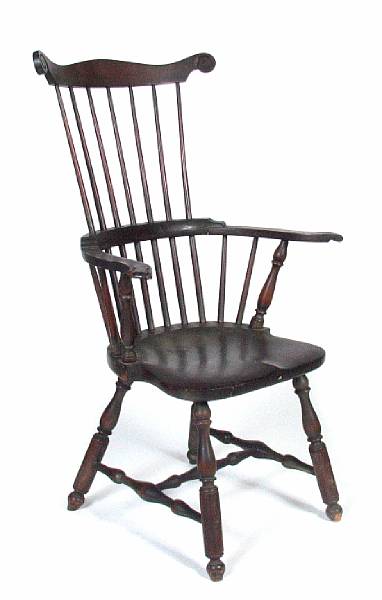 Appraisal: An American mixed wood Windsor armchair height in width in