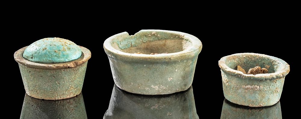 Appraisal: Egyptian th Dynasty Saite Period Faience Jars Originally Listed At