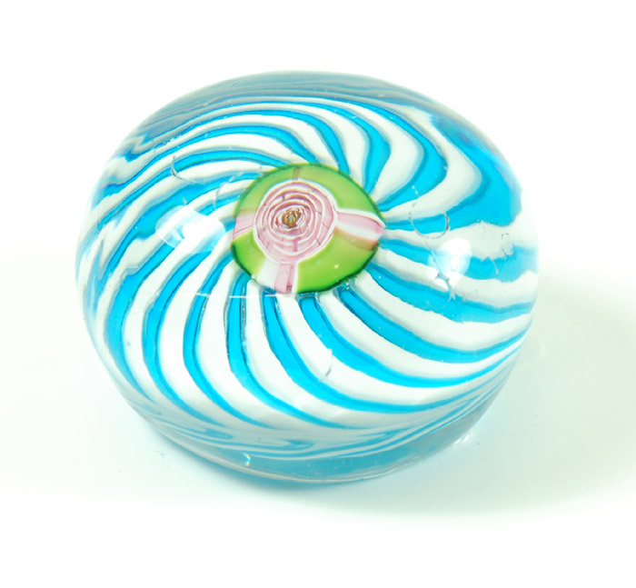 Appraisal: CLICHY PAPERWEIGHT c having turquoise blue and white swirl with