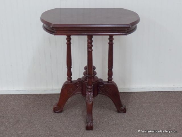 Appraisal: Bombay Carved Mahogany Side Table Produced with ornate carved details