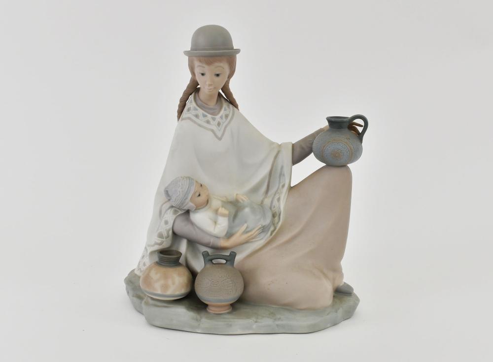 Appraisal: LLADRO PORCELAIN GROUP OF A WOMAN WITH CHILDSigned numbered on