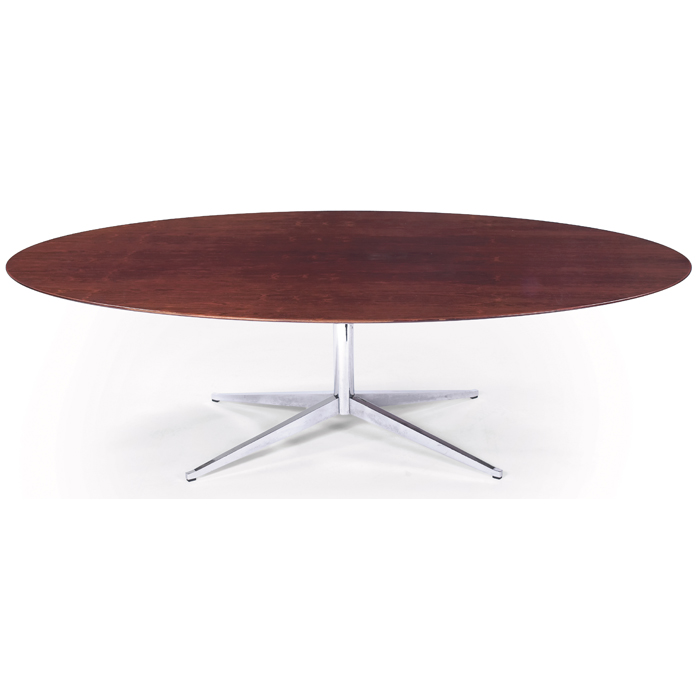 Appraisal: Large Florence Knoll dining table by Knoll oval rosewood top