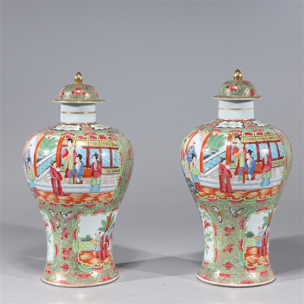 Appraisal: Two Chinese Export Style famille rose enameled porcelain vases with