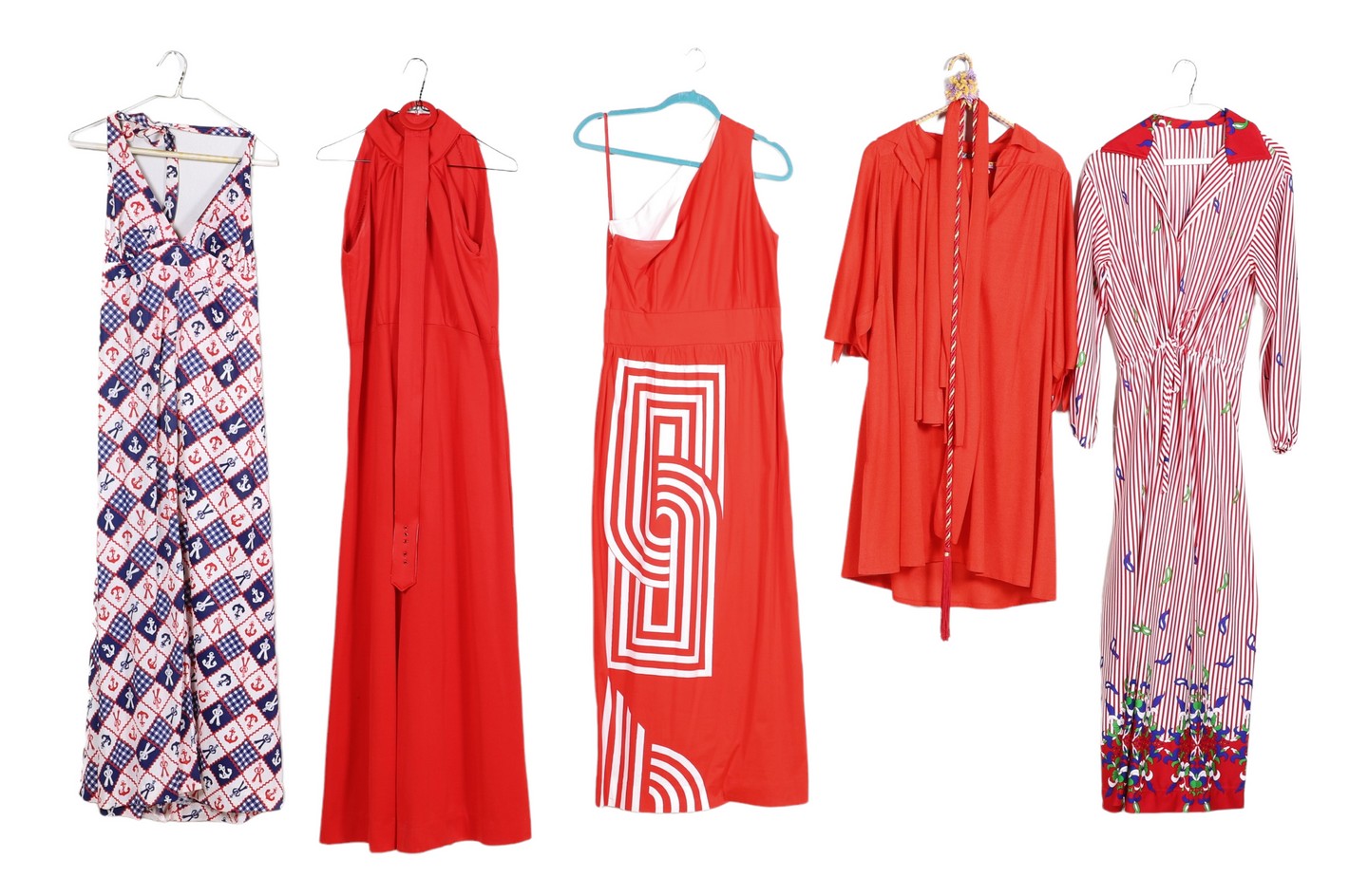 Appraisal: 's dresses jumpsuits ensemble to include Edith Flagg California red