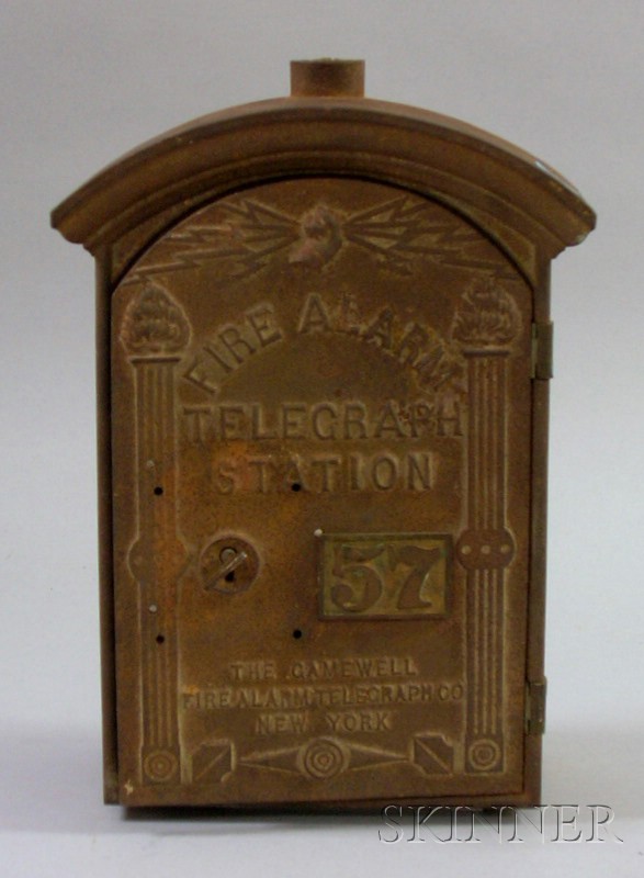 Appraisal: Painted Cast Iron Fire Alarm Telegraph Station Wall Box The