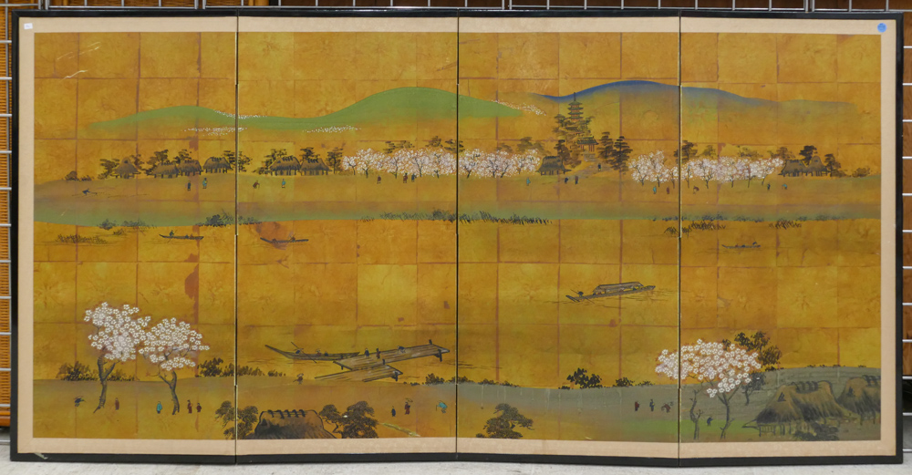 Appraisal: Japanese -Panel Painted Landscape Screen ''x ''