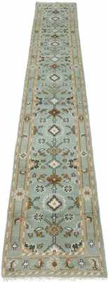 Appraisal: A Blue Mahal Style Runner Thick wool on cotton weft