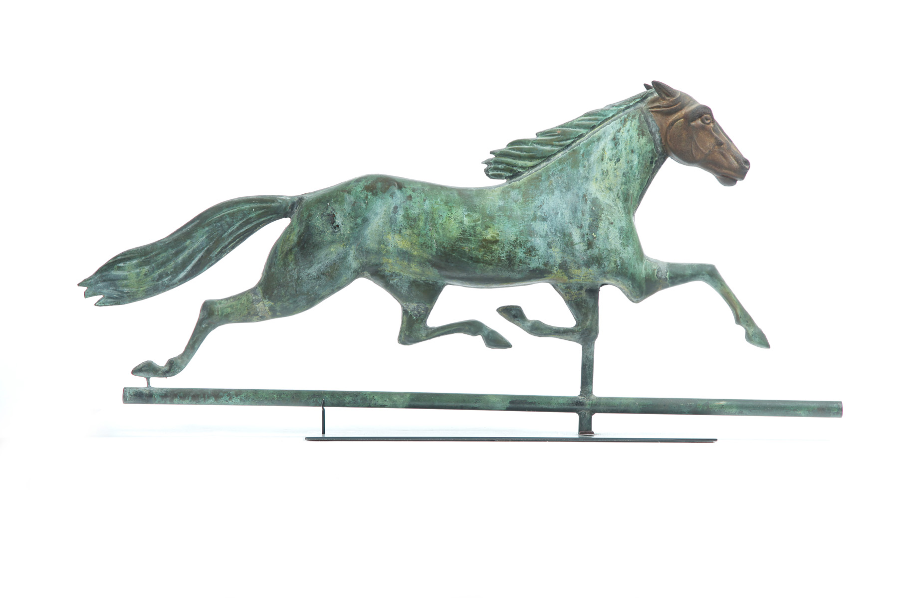 Appraisal: WEATHERVANE American late th century Full-bodied copper running horse with