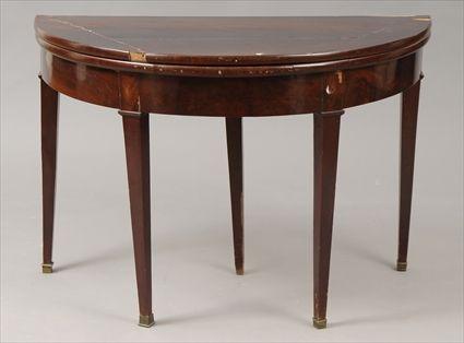 Appraisal: George III-Style Mahogany Demilune Fold-Top Games Table x x in