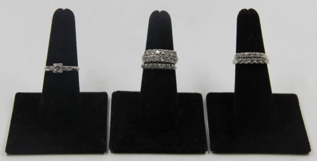 Appraisal: JEWELRY Gold and Diamond Jewelry Grouping Includes a solitaire diamond