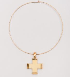 Appraisal: BULGARI K Yellow Gold and Bone Greek Cross Pendant K