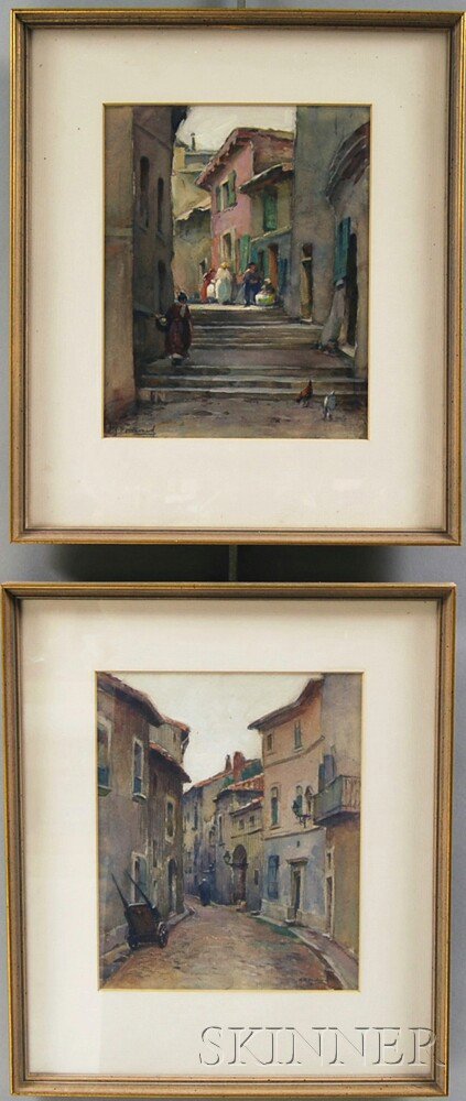 Appraisal: Mabel May Woodward American - Pair of Street Scenes Possibly