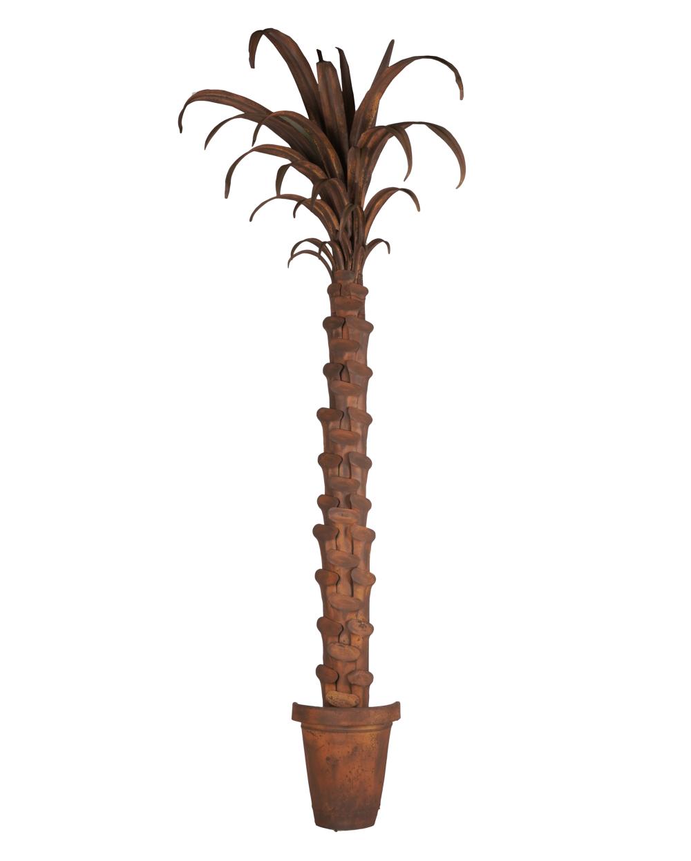 Appraisal: MID-CENTURY TOLE PALM TREE WALL MOUNThollow modeled in the half-round